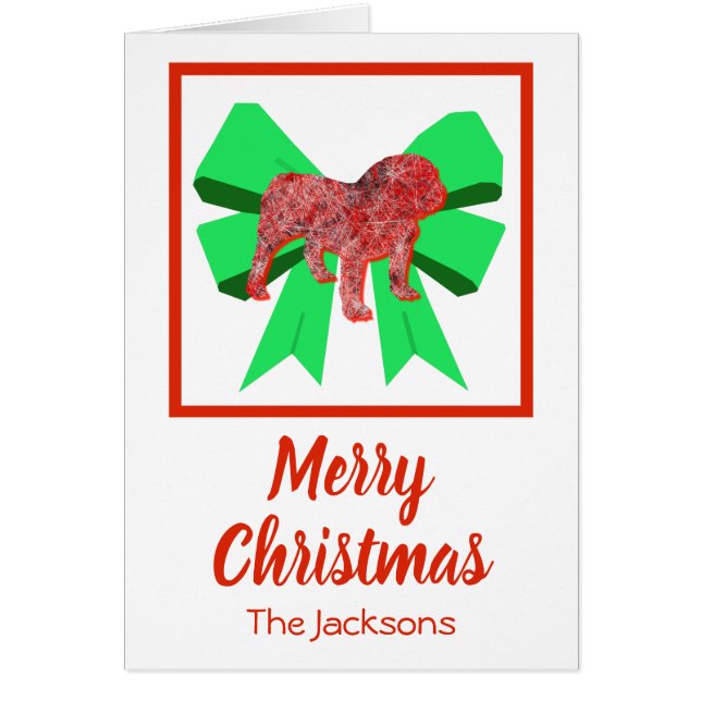 English Bulldog Niedlicher Weihnachtshund & Bow Ca (Vorne)