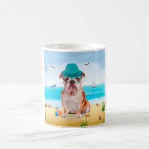English Bulldog on Beach Kaffeetasse