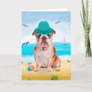 English Bulldog on Beach Karte