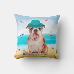 English Bulldog on Beach Kissen