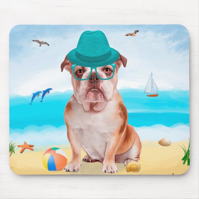 English Bulldog on Beach Mousepad (Vorne)