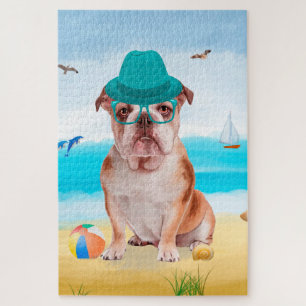 English Bulldog on Beach Puzzle
