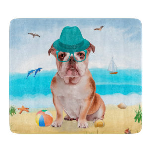 English Bulldog on Beach Schneidebrett