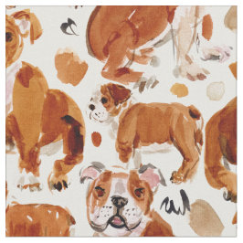 ENGLISH BULLDOG Painterly Watercolor Hundemuster Stoff