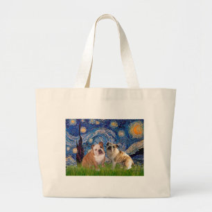 English Bulldog Pair 2 - Starry Night Jumbo Stoffbeutel