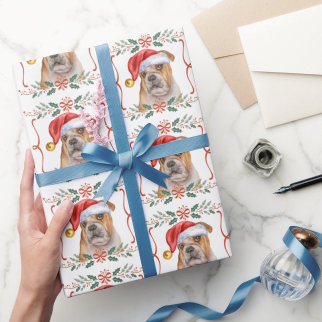 English Bulldog Pattern Weihnachten Geschenkpapier (Schenken)
