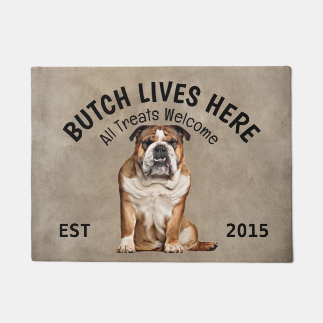 English Bulldog Personalisiert Dog Lover Doormat Fußmatte (Vorderseite)