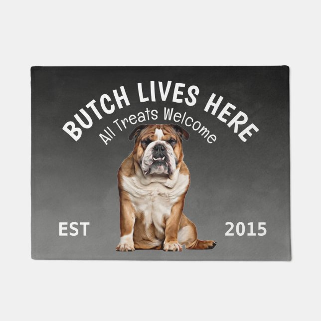 English Bulldog Personalisiert Dog Lover Doormat Fußmatte (Vorderseite)