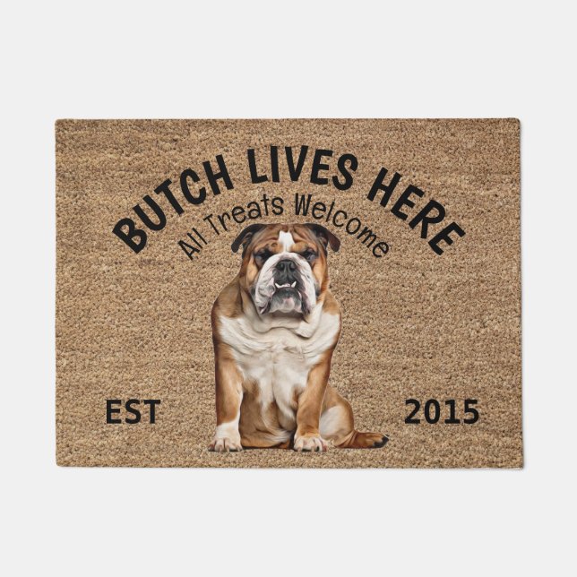 English Bulldog Personalisiert Dog Lover Doormat Fußmatte (Vorderseite)