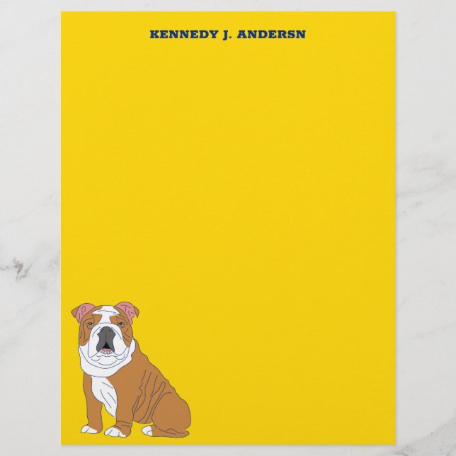 English Bulldog Personalisiert Writing Paper Flyer (Vorne)