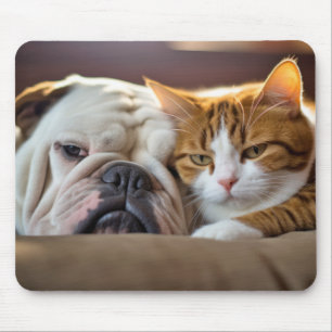 English Bulldog Pet Animal Beauty Warme Cuddle Art Mousepad