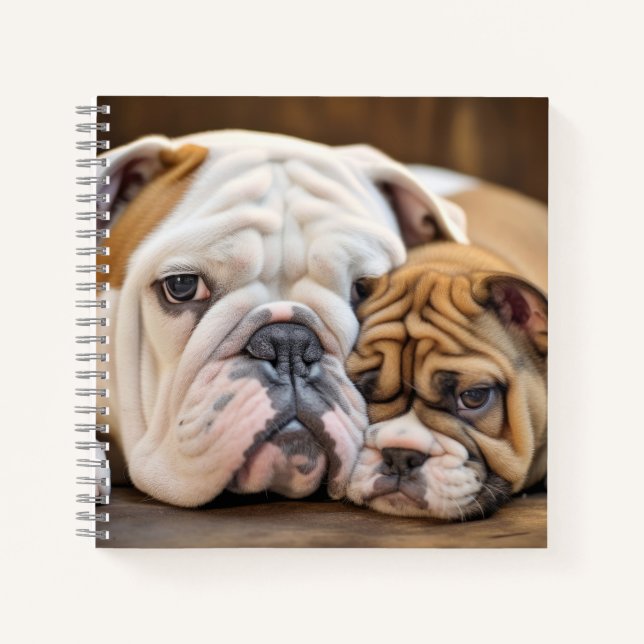 English Bulldog Pet Animal Beauty Warme Cuddle Art Notizbuch (Vorderseite)