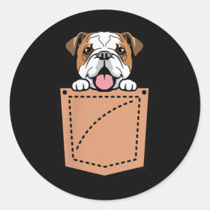 English Bulldog Pocket Dog Runder Aufkleber