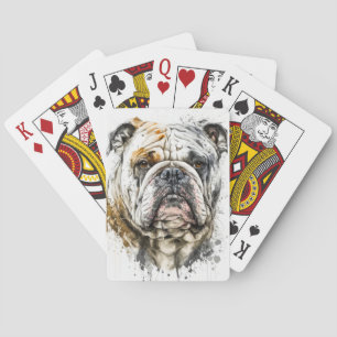 English Bulldog Portrait Animal Painting Wildlife Spielkarten
