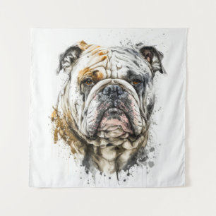 English Bulldog Portrait Animal Painting Wildlife Wandteppich
