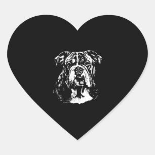 English Bulldog Portrait Minimalistisch Apparel Herz-Aufkleber