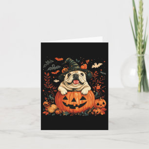 English Bulldog Pumpkin Halloween Erntedank Men Karte