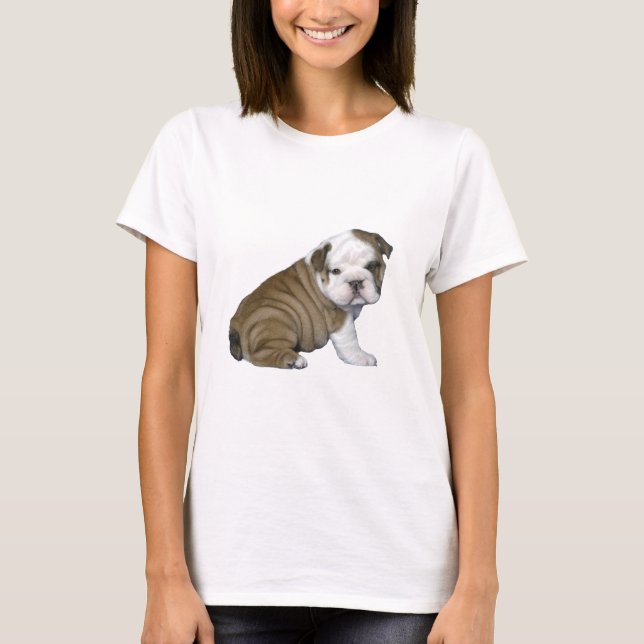 English Bulldog Puppy (braun-weiß) T-Shirt (Vorderseite)