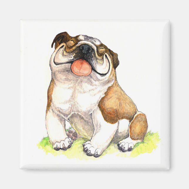 English Bulldog Puppy Dog Cartoon Magnet (Vorne)