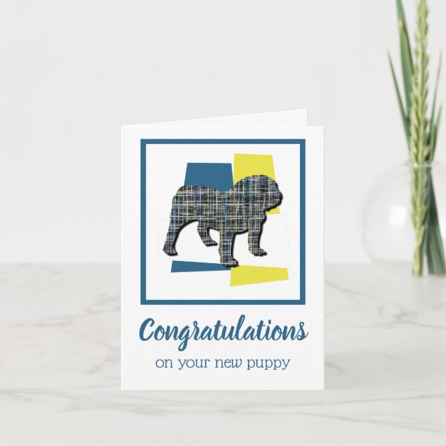 English Bulldog Puppy Dog Glückwunschkarte Karte (Vorderseite)