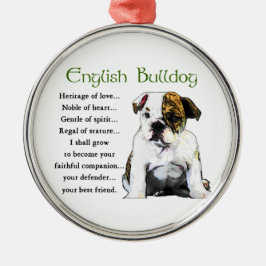 English Bulldog Puppy Heritage of Liebe Silbernes Ornament