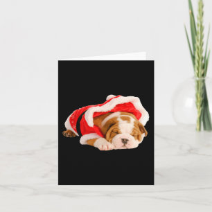 English Bulldog Puppy Santa Costume Spaß Weihnacht Karte