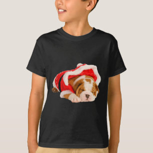 English Bulldog Puppy Santa Costume Spaß Weihnacht T-Shirt