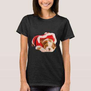 English Bulldog Puppy Santa Costume Spaß Weihnacht T-Shirt