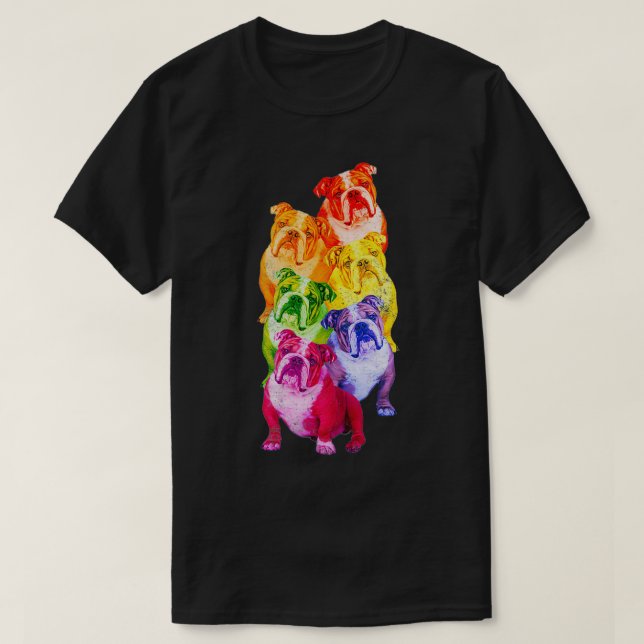 English Bulldog Rainbow Flag Gay Pride LGBT Dog fr T-Shirt (Design vorne)
