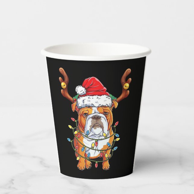English Bulldog Reindeer Funny Christmas Essential Pappbecher (Vorderseite)