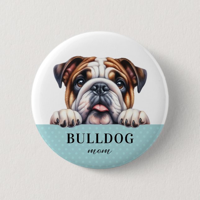 English Bulldog Round Button Button (Vorderseite)