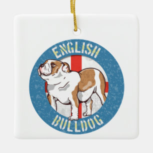English Bulldog Saint George's Cross Keramikornament