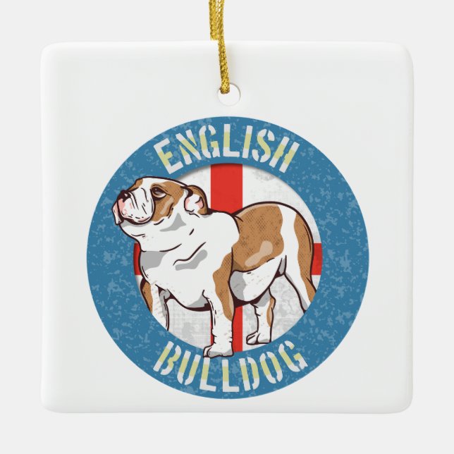 English Bulldog Saint George's Cross Keramikornament (Vorderseite)