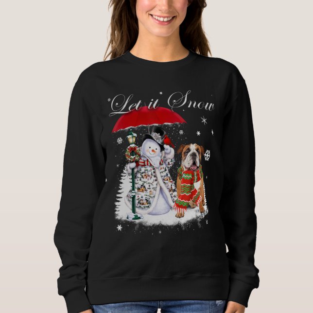 English Bulldog Santa Dog Christmas Snowman Xmas P Sweatshirt (Vorderseite)