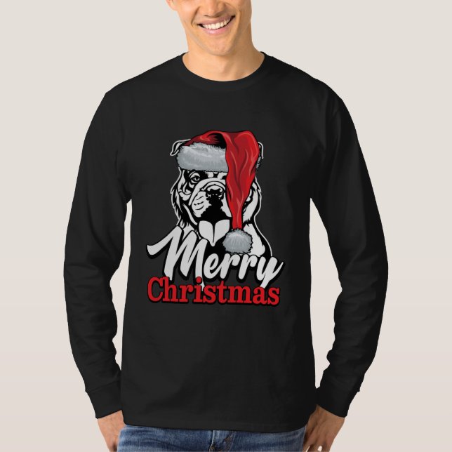 English Bulldog Santa Hat Merry Christmas T-Shirt (Vorderseite)