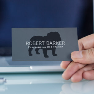 English Bulldog Silhouette Black auf Grau Visitenkarte