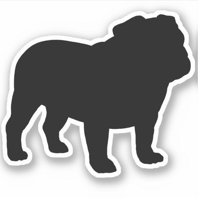 English Bulldog Silhouette Cool Dog Vinyl Sticker (Vorderseite)