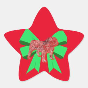 English Bulldog Silhouette Dog Green Bow Weihnacht Stern-Aufkleber