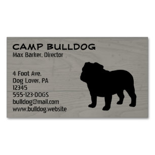 English Bulldog Silhouette Imitate Wood Grain Magnetische Visitenkarte