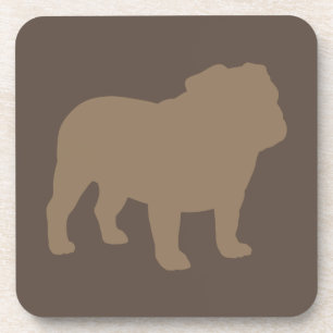 English Bulldog Silhouette Mocha Brown Getränkeuntersetzer