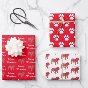 English Bulldog Silhouette Red Meroofmas Geschenkpapier Set