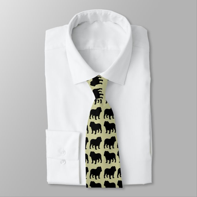 English Bulldog Silhouetten Pattern Krawatte (Gebunden)