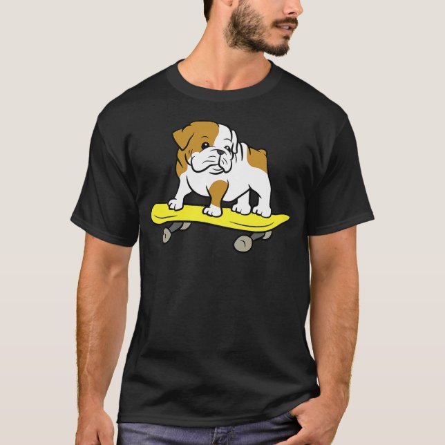 English Bulldog Skateboarding Dog Skater Bulldog T-Shirt (Vorderseite)