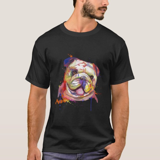 English Bulldog Splash T-Shirt (Vorderseite)