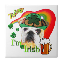 English Bulldog St Patricks Day Fliese