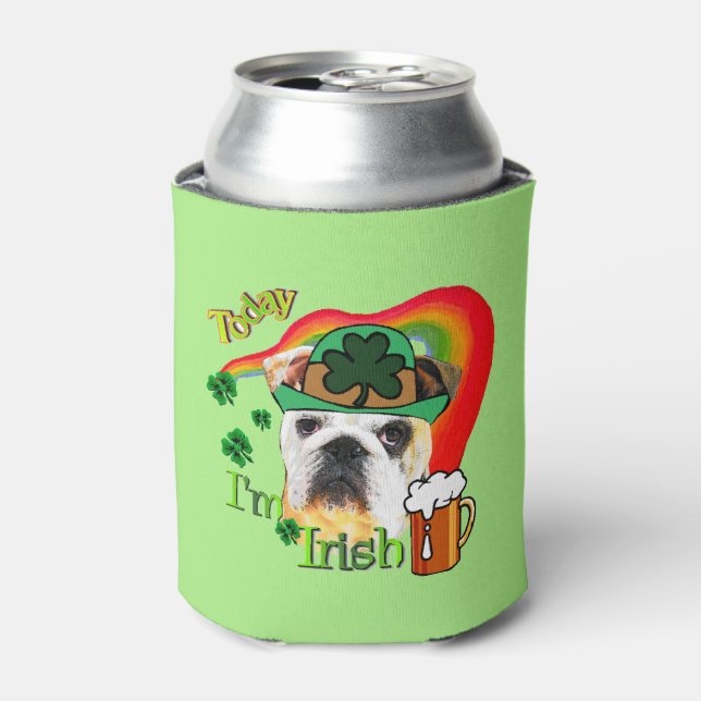 English Bulldog St Patricks Day Geschenke Dosenkühler (Kanne Vorderseite)