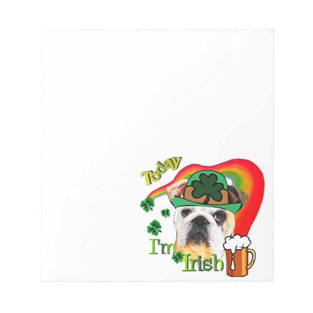 English Bulldog St Patricks Day Notizblock (Vorderseite)