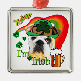 English Bulldog St Patricks Day Ornament Aus Metall