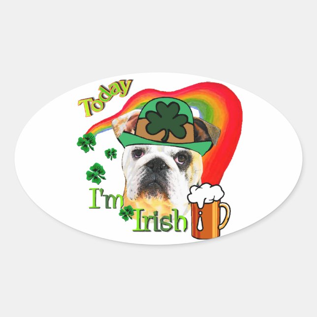 English Bulldog St Patricks Day Ovaler Aufkleber (Vorderseite)