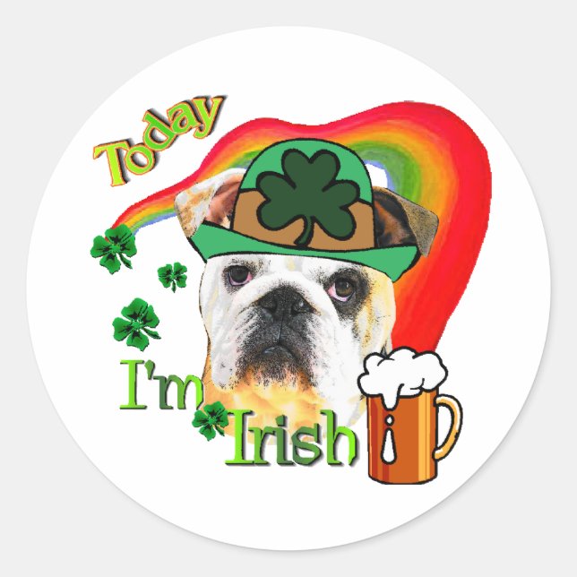 English Bulldog St Patricks Day Runder Aufkleber (Vorderseite)